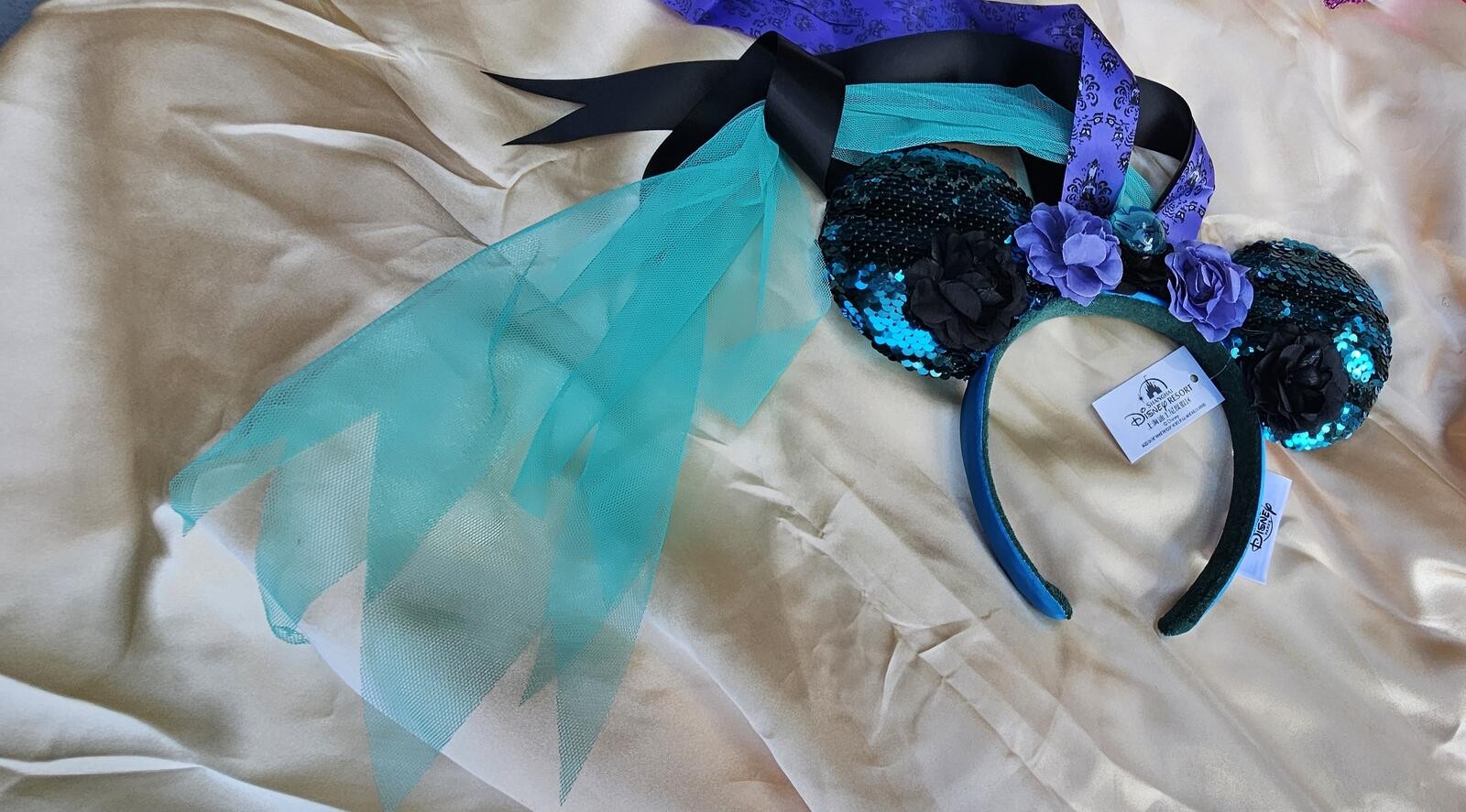 Haunted Mansion Veil Minnie Ears Leota Mickey Mouse Blue Headband