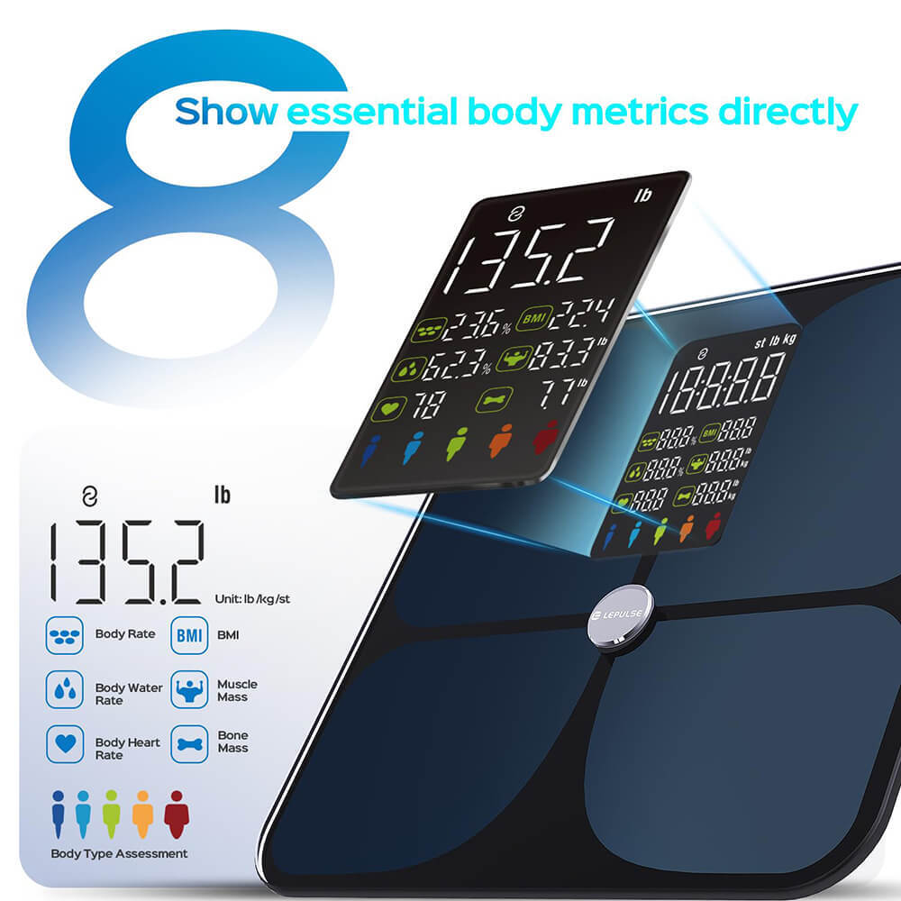 Lepulse Smart Scale Weight Body Digital Bathroom Scale Bluetooth Body Fat Scale
