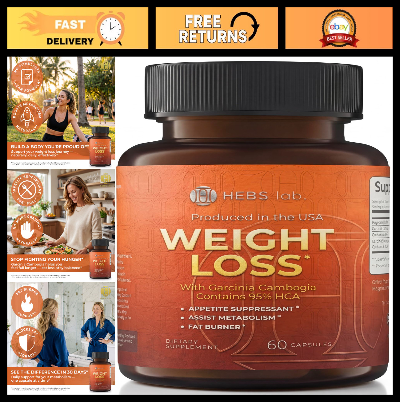Weight Loss Pills for Men & Women – Garcinia Cambogia, Appetite Suppressant, Met