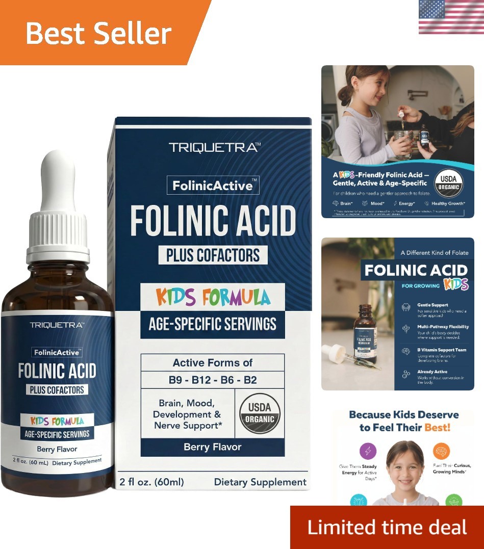 Organic Folinicactive Kids – Folinic Acid + B12, B6 & B2 Cofactors – Gentle Meth