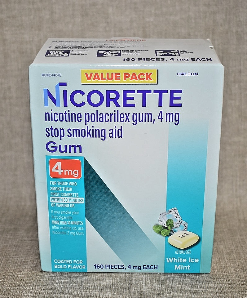 NEW Sealed Nicorette Nicotine Gum 4mg White Ice Mint 160 Pcs ~ EXP. 5.2027