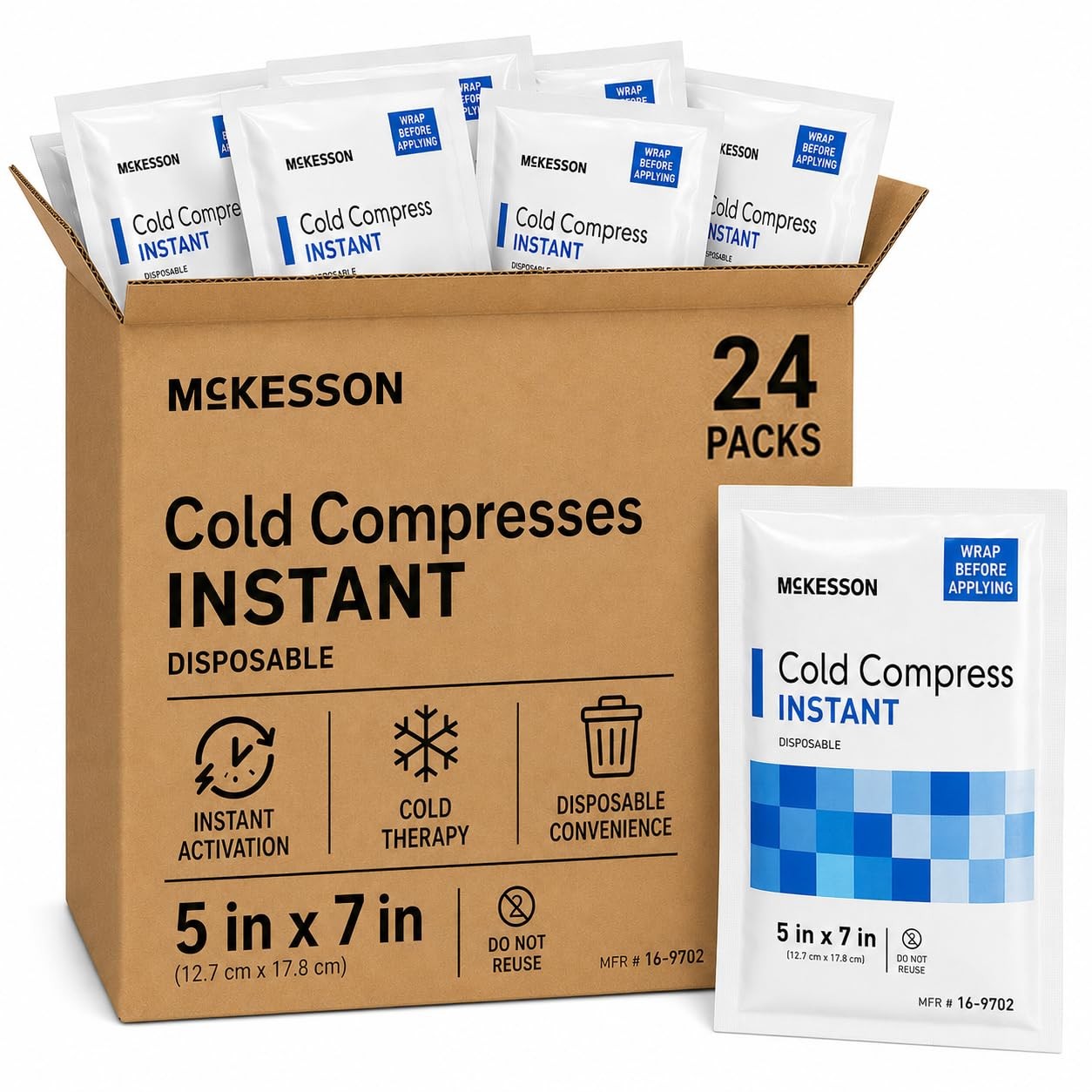 Instant Cold Packs for Injuries McKesson 5″ x 7″ Reusable Cold Therapy Packs