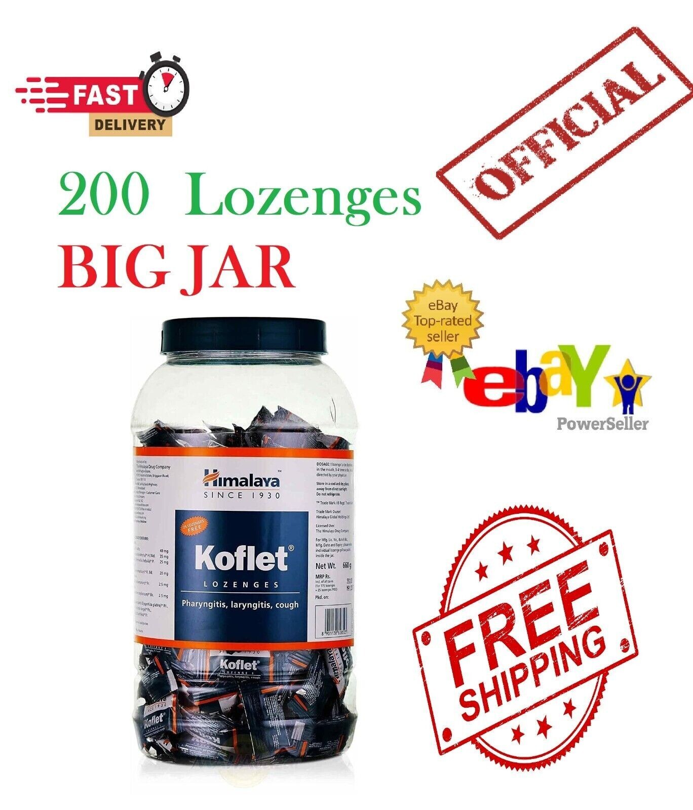 Himalaya Koflet 200 Lozenges (1 JAR) Cough COLD Mucosal Irritation SORE THROAT