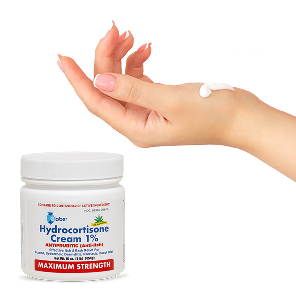 Globe Hydrocortisone Maximum Strength Cream 1% w/ Aloe, 16 oz, Anti-Itch Cream!