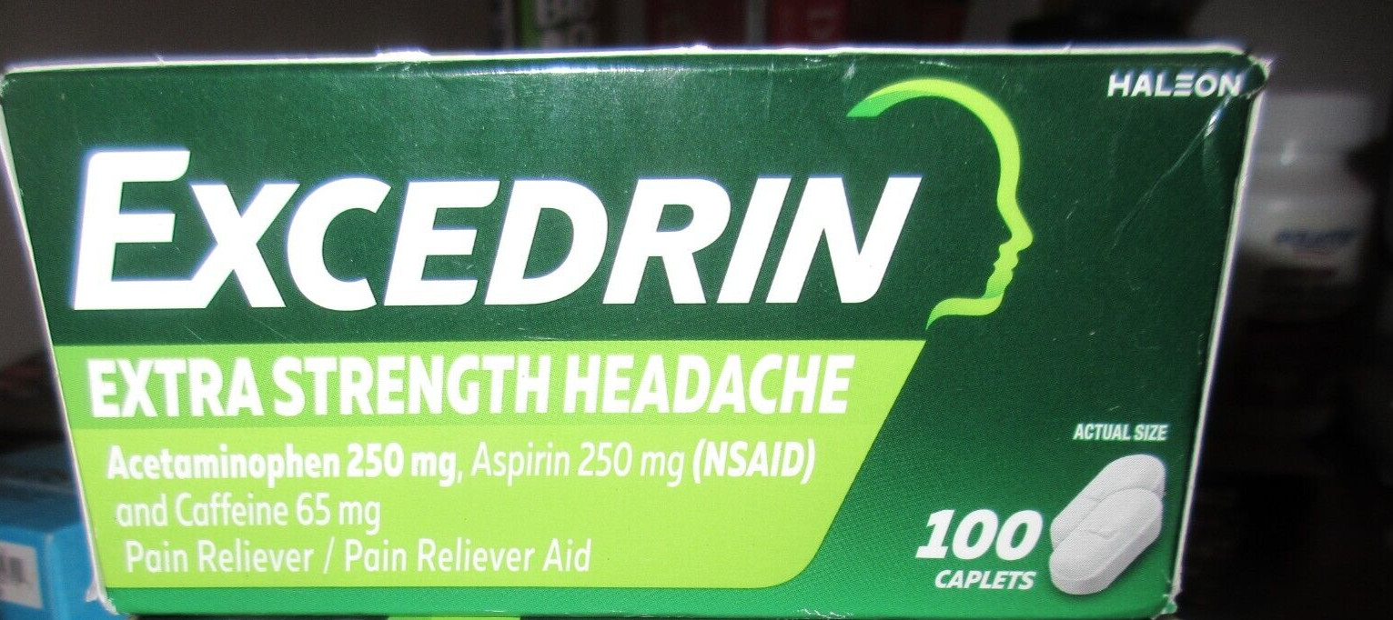 Excedrin Extra Strength Headache Pain Relief Caplets, 100 Count 12/31/2026