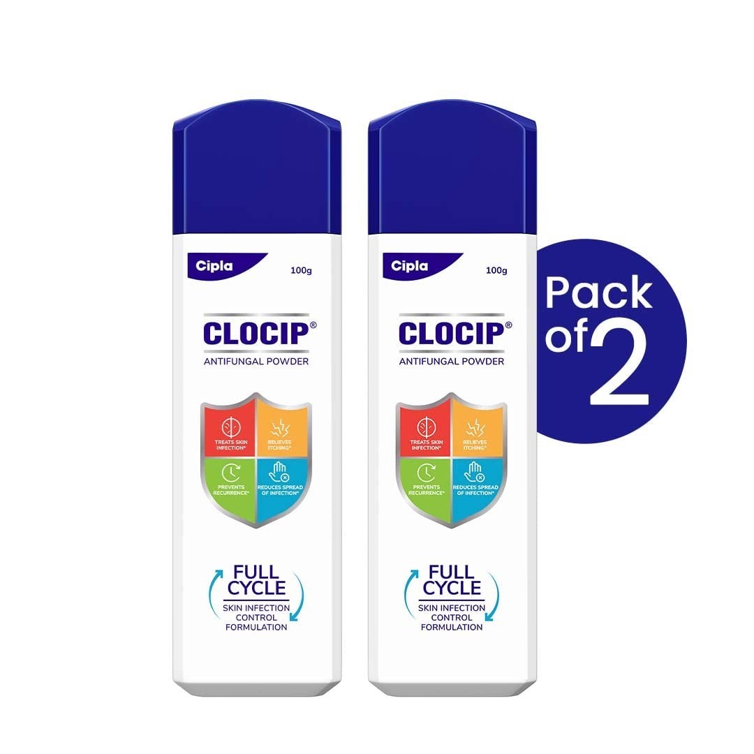 Cipla Clocip Medicated Antifungal Dusting Powder 2 x 100gm Combo Pack