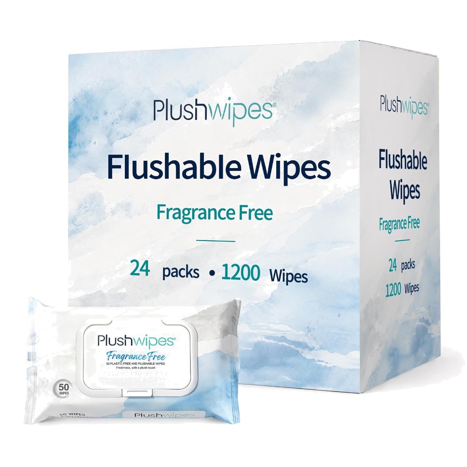 Fragrance-Free Flushable Wet Wipes, 1200 Count Value Pack