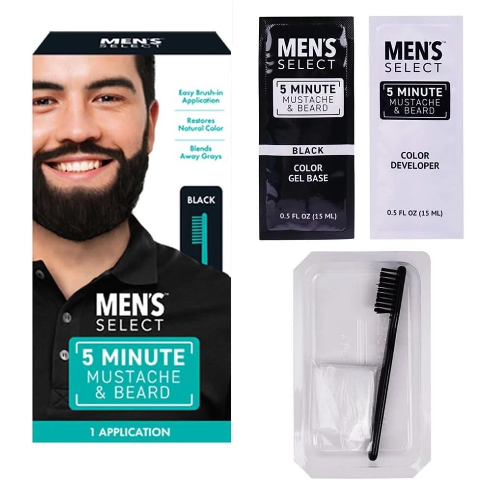 24 Pack – Men’s Select 5 Minute Mustache & Beard Black Brush-in Facial Hair Dye