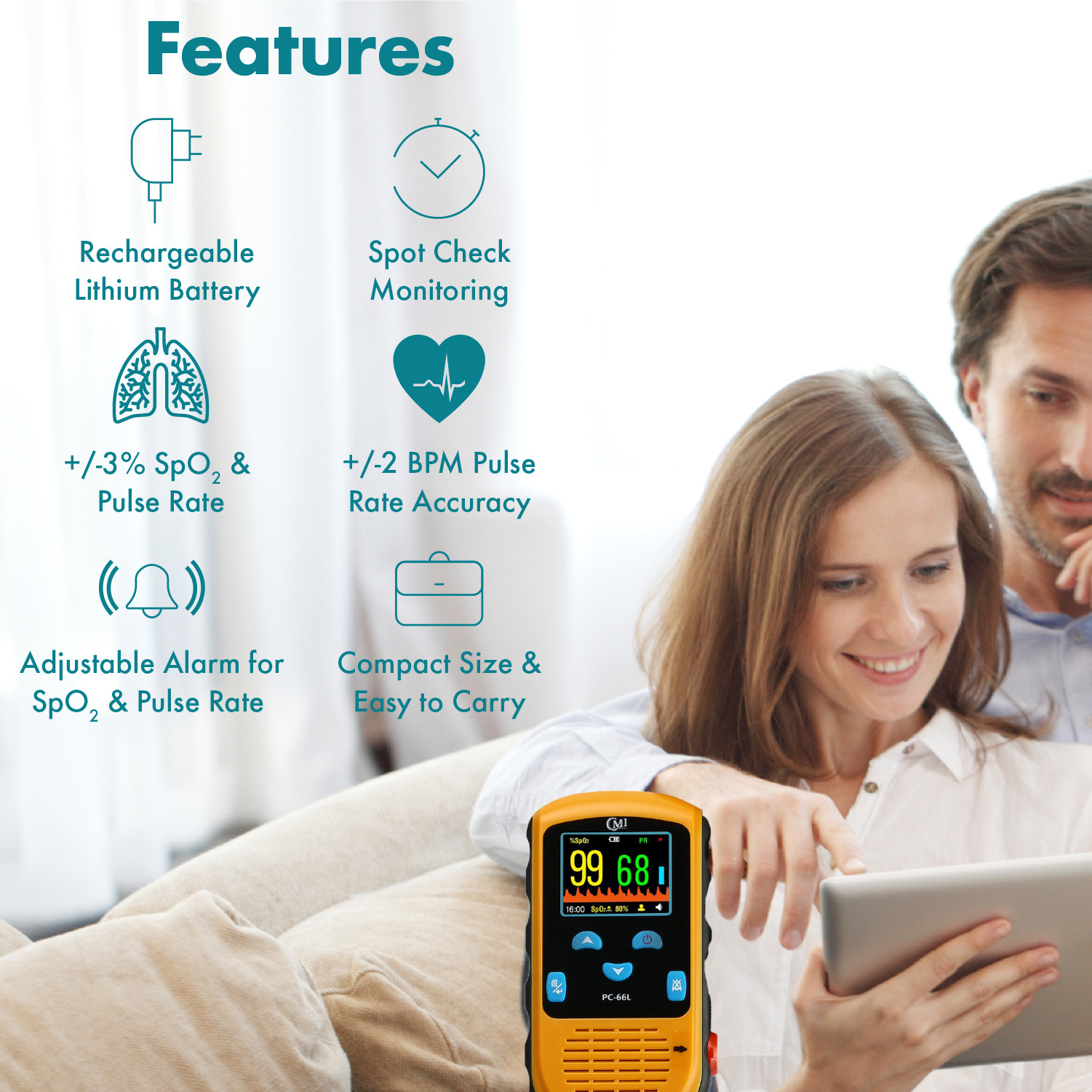 Open-Box | Rechargeable | Handheld Oximeter PC-66L