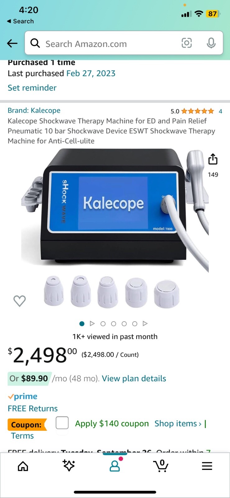 Kalecope Medical Grade shockwave therapy machine 