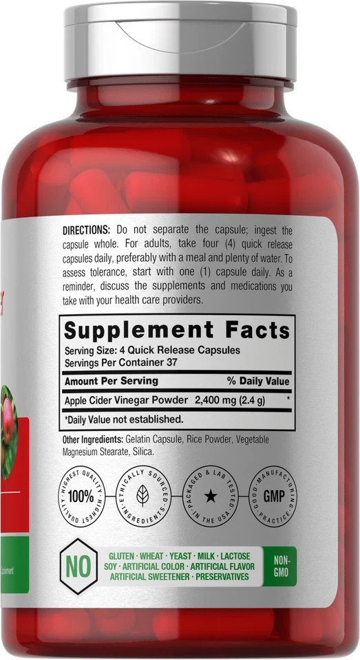 Apple Cider Vinegar Capsules | 2400mg | 150 Count | Non-GMO | by Horbaach