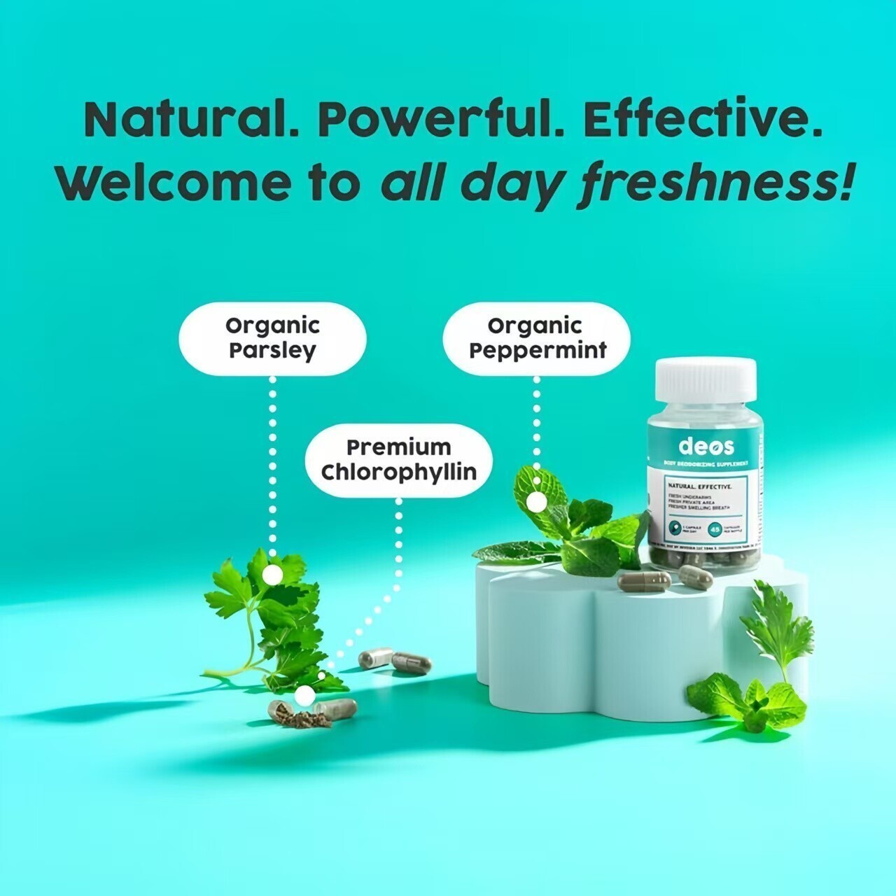 1-3x DEOS Internal Deodorant Supplement DEOS Full Body Deodorizer 30 Capsules
