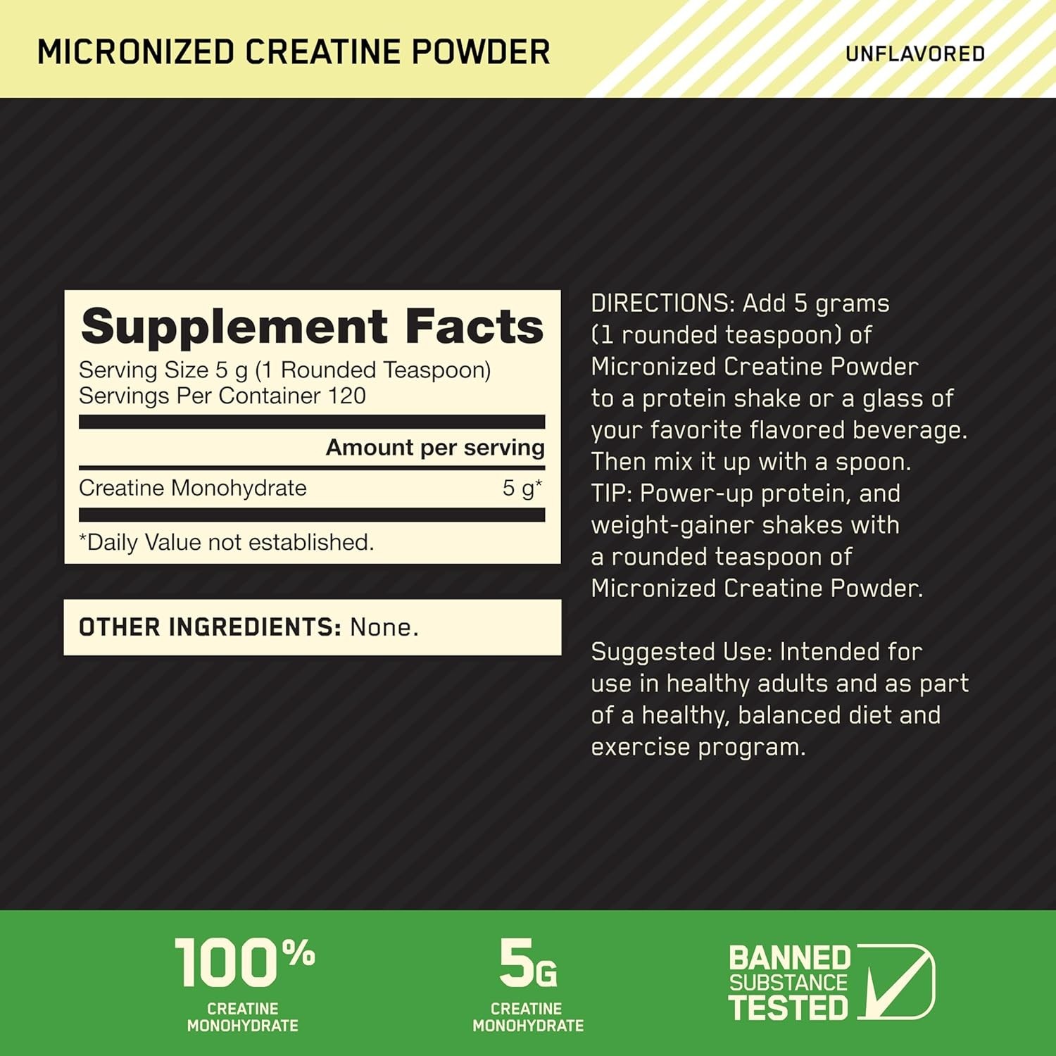 Micronized Creatine Monohydrate Powder, Unflavored, 120 Servings, 600 Grams P…