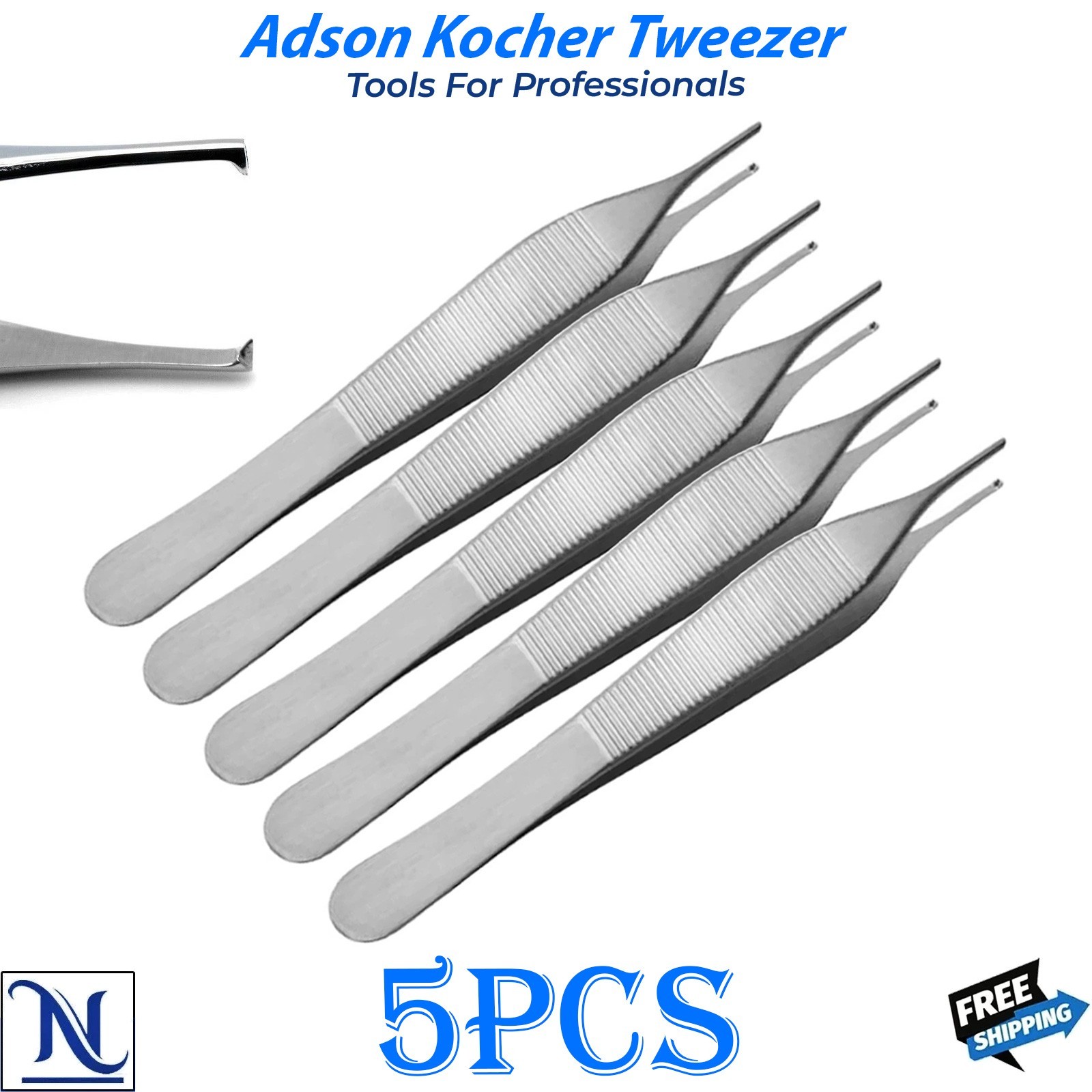 Adson Kocher Rat Tooth Tweezers Dental Tissue Forceps Dressing Instrument