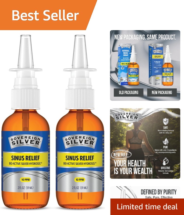 -Active Silver Sinus Relief Nasal Spray (2x4oz) – Drug-Free, Clear Breathing …