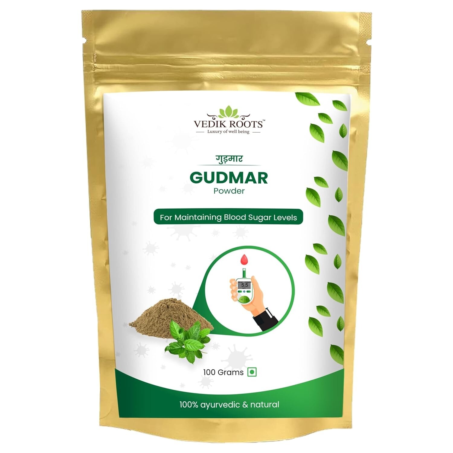 Vedikroots Gudmar Powder – Ayurvedic Remedy for Blood Sugar & Cholesterol, 3.5oz