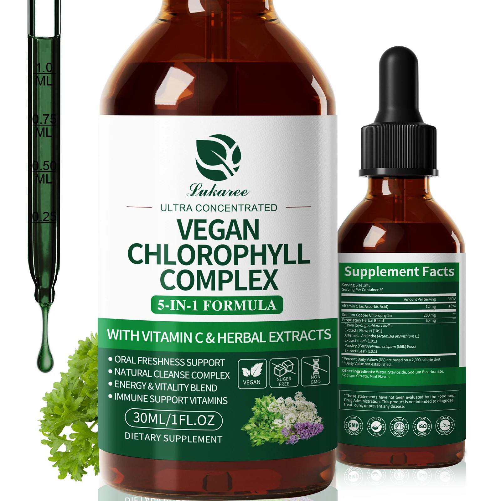 Lukaree 30MLChlorophyll Liquid Drops Supports Natural Cleansing & Immune