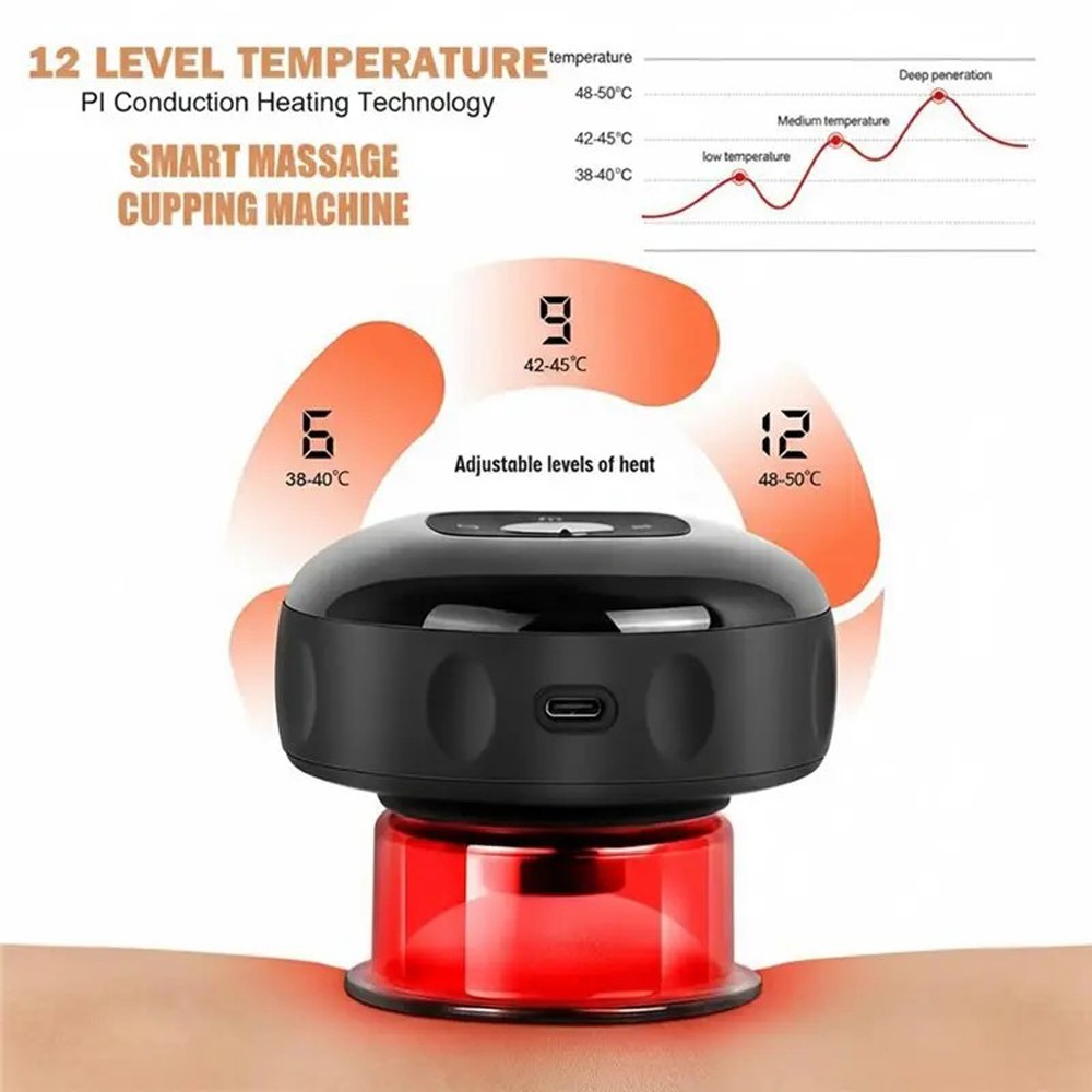 2PC Electric Heating Cupping Therapy Set Gua Sha Anti Cellulite Therapy Massager