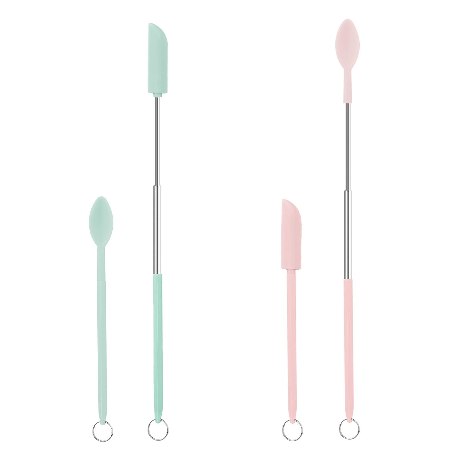 KINBOM Silicone Spatula and Spoon Set, 2pcs Telescopic Spatula and Scooping S…