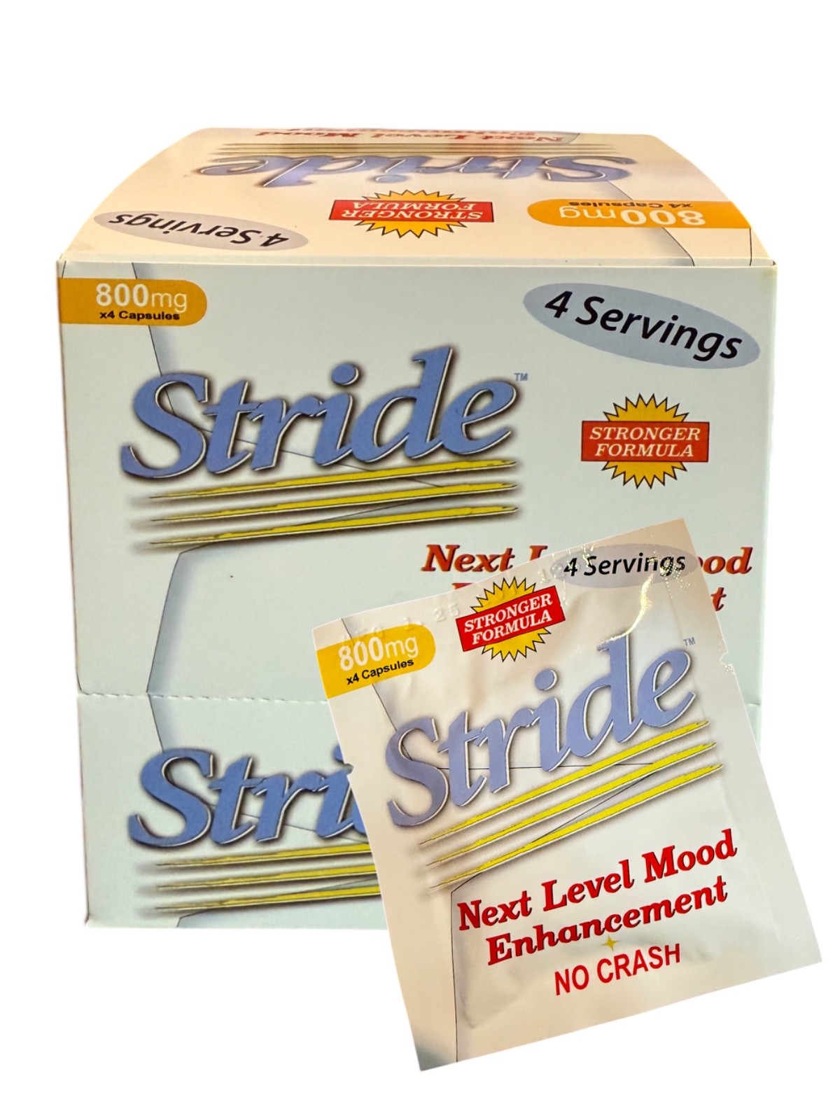 Stride Next Level MOOD Enhancement NO CRASH 800 mg – FULL BOX 48 Servings