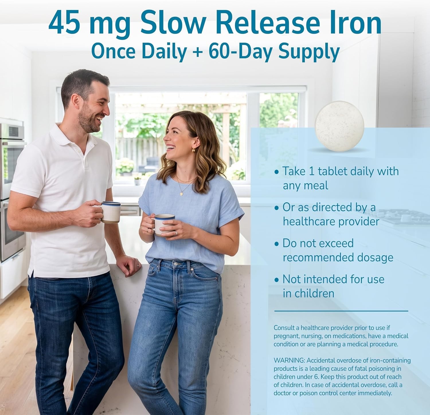 High-Potency Gluten-Free Iron 45mg Tablets – Supports Healthy Red Blood Cells