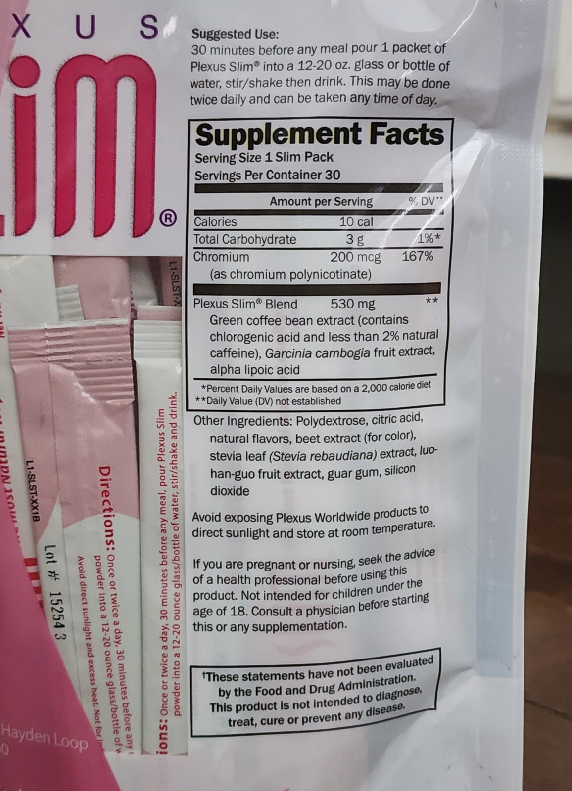 The Original Plexus Slim 30 Packets New & Sealed Bag