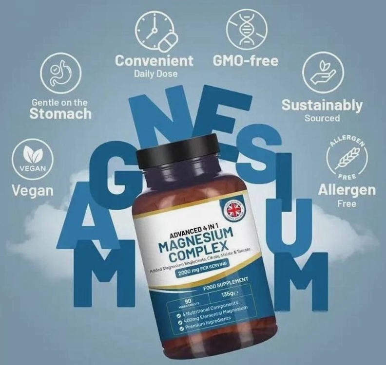 2000mg Magnesium Complex High Strength 4-in-1 Glycinate Tablets UK