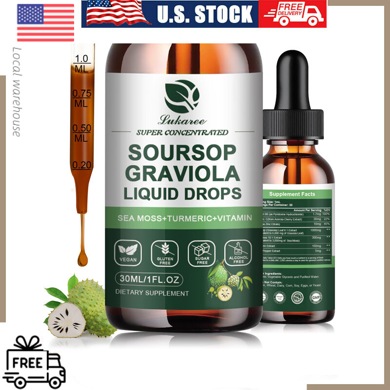 Soursop Graviola Drops 1000mg,High-Efficiency,Support Immune,Relaxation Supply