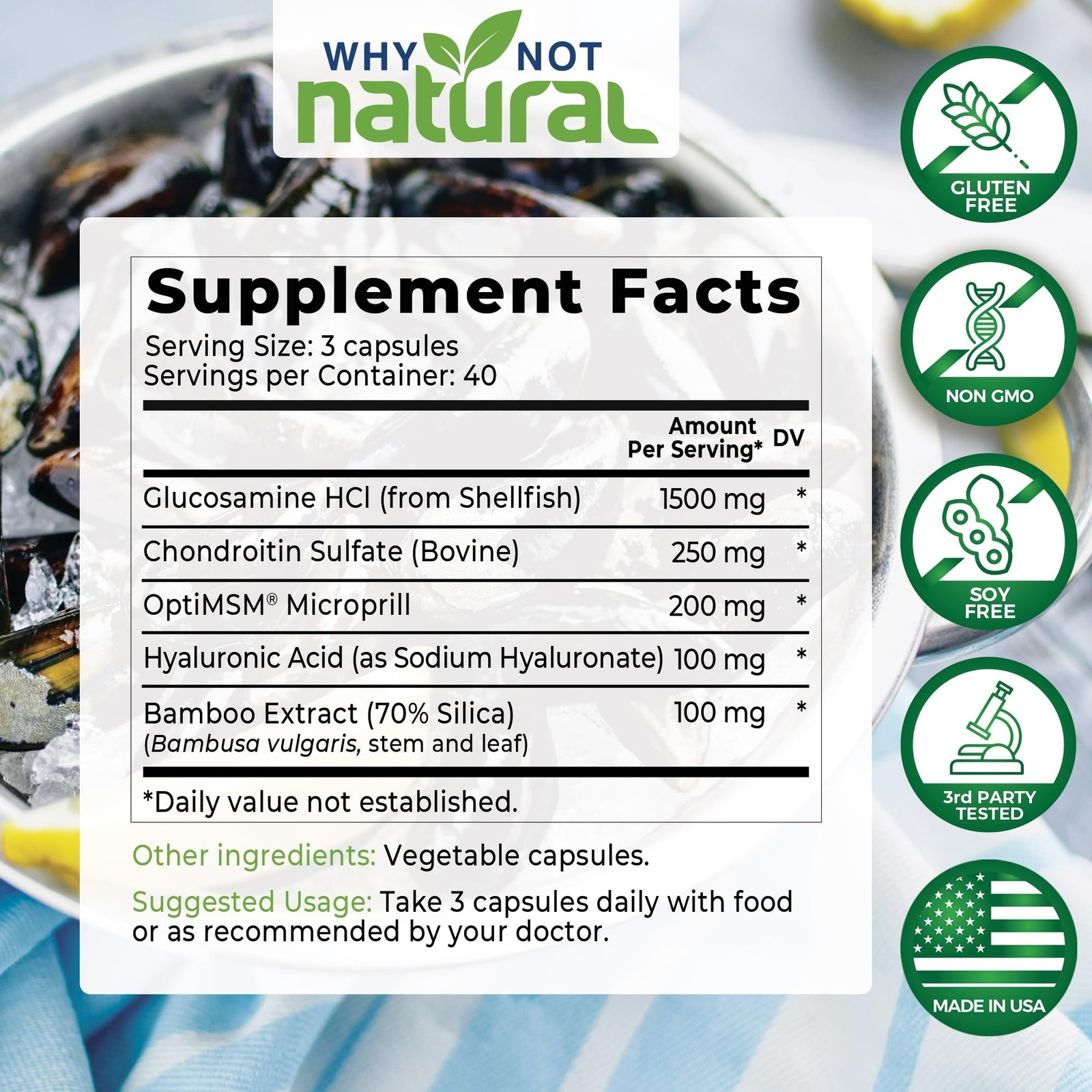 HOT-Why Not Natural Glucosamine Chondroitin MSM Joint Support Knee Health