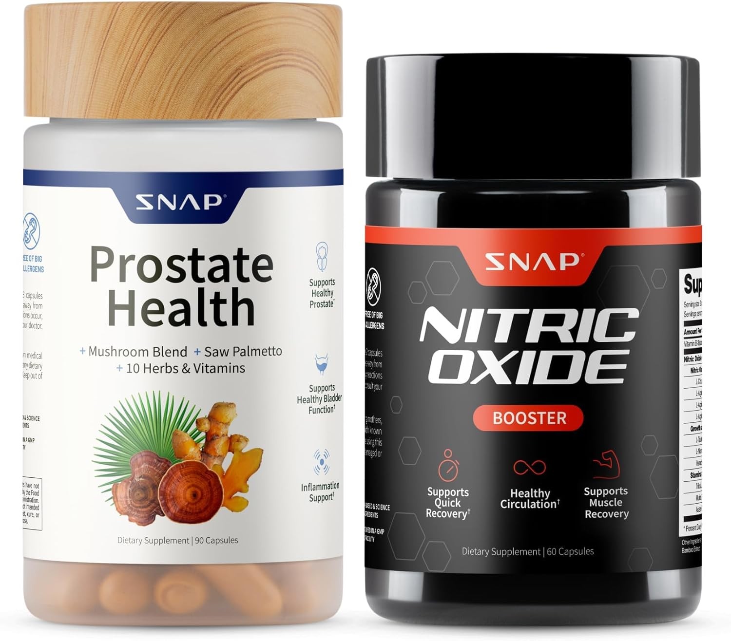 Snap Supplements Prostate Health & Nitric Oxide Supplement Bundle 90+60 Capsules