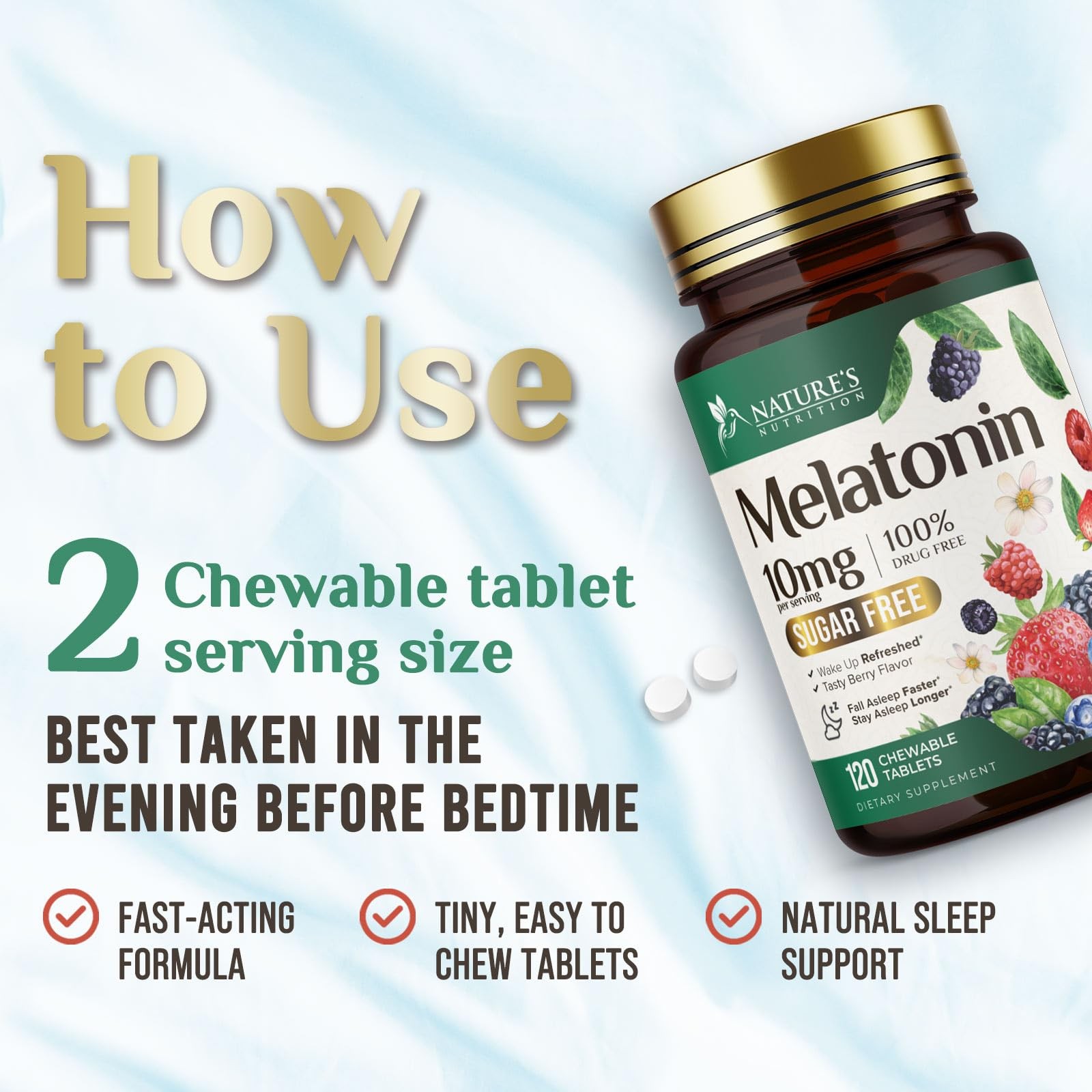 Melatonin 10mg Per Serving – Extra Strength 120 Count (Pack of 1)