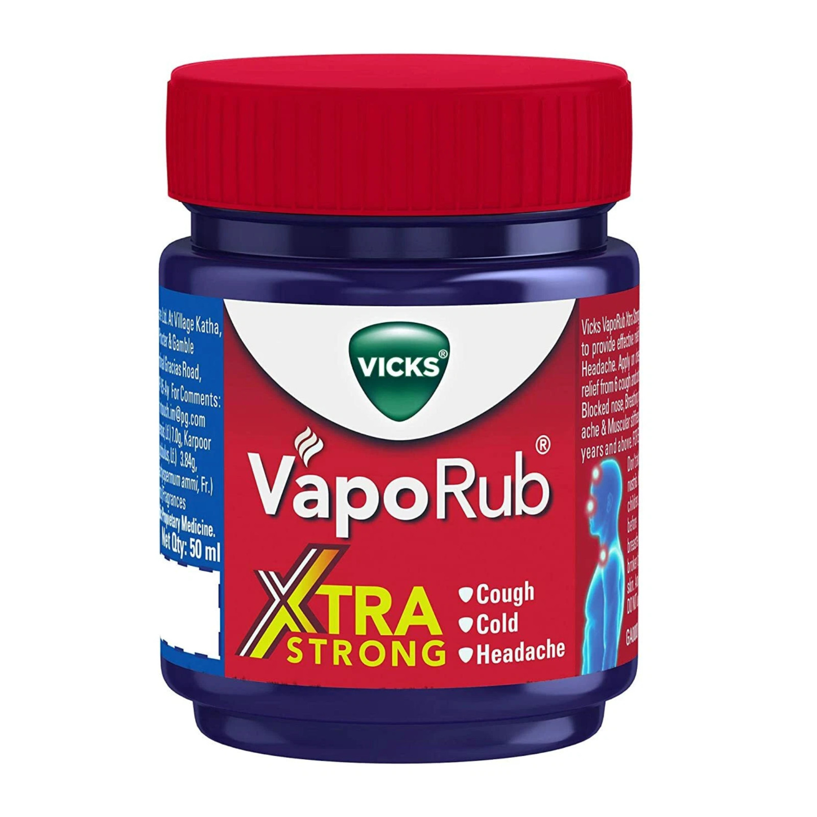 Vicks VapoRub Xtra Strong 50ml Chest Rub Cold Cough Relief Headache Body Ache