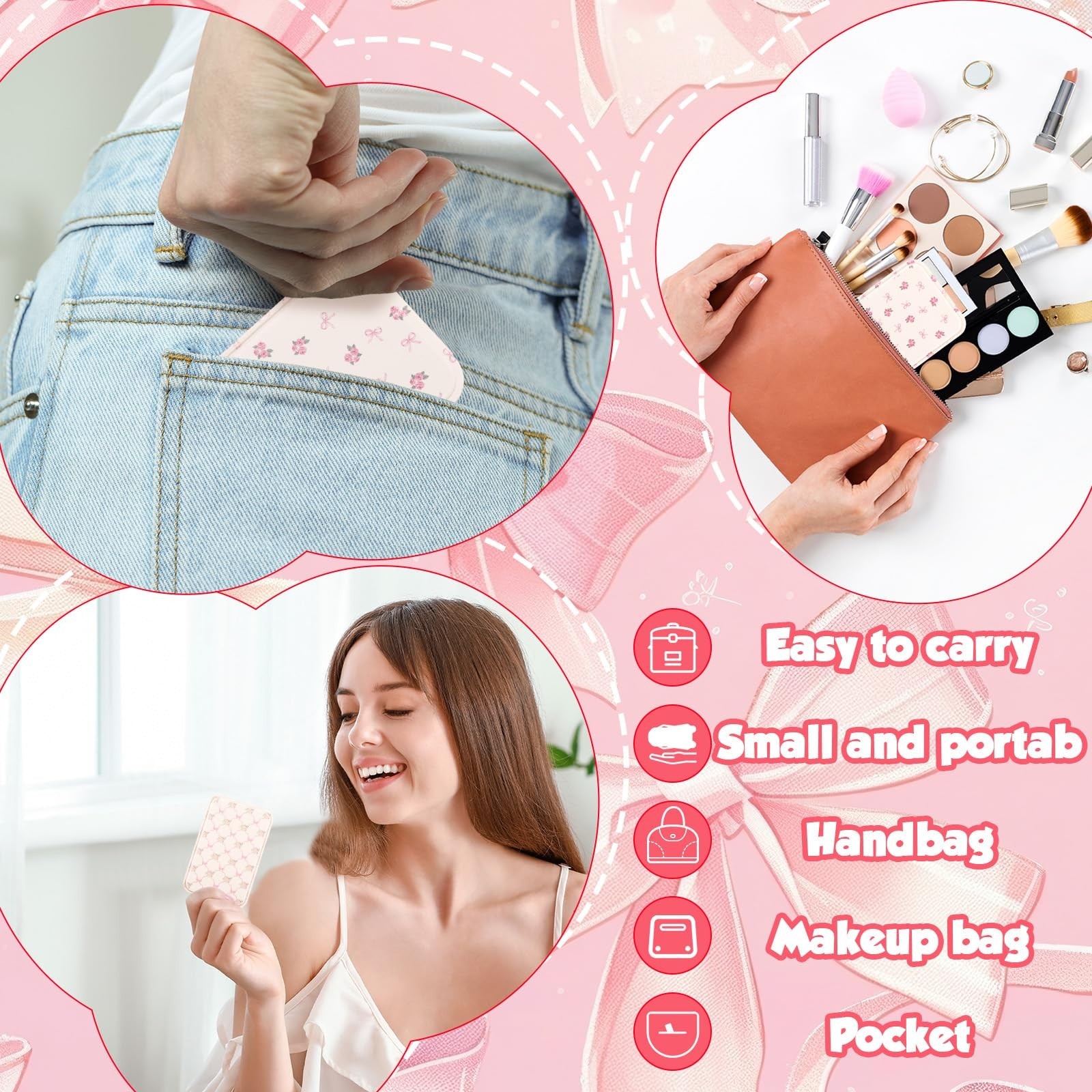 12 Pcs Mini Pocket Mirrors – Compact Folding Hand Mirrors for Travel, Gifts, Off