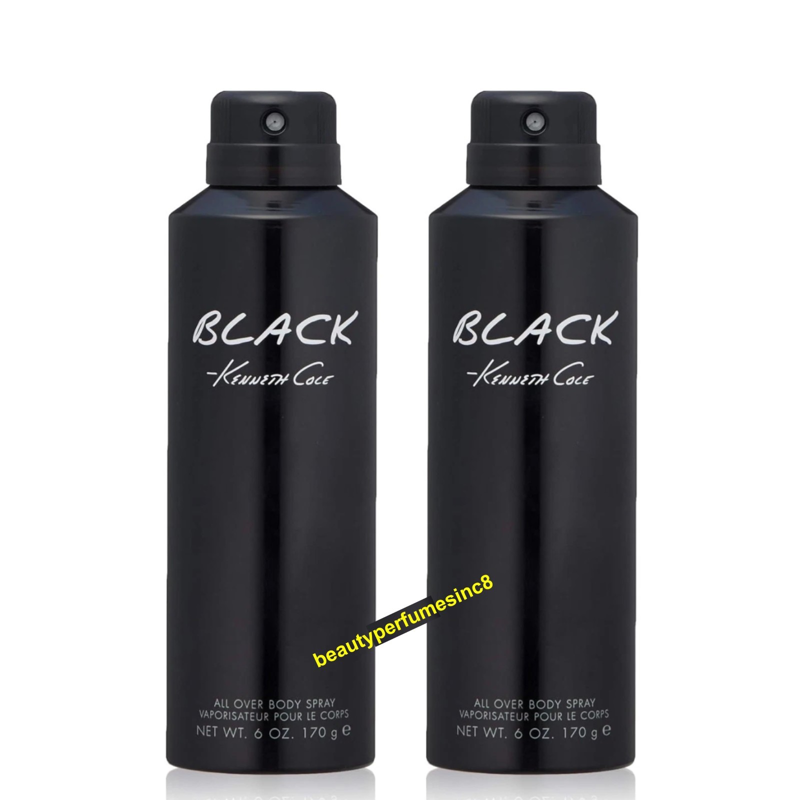 Lot of 2 ~ BLACK by Kenneth Cole For Men All Over Body Spray 6 oz 170 g New