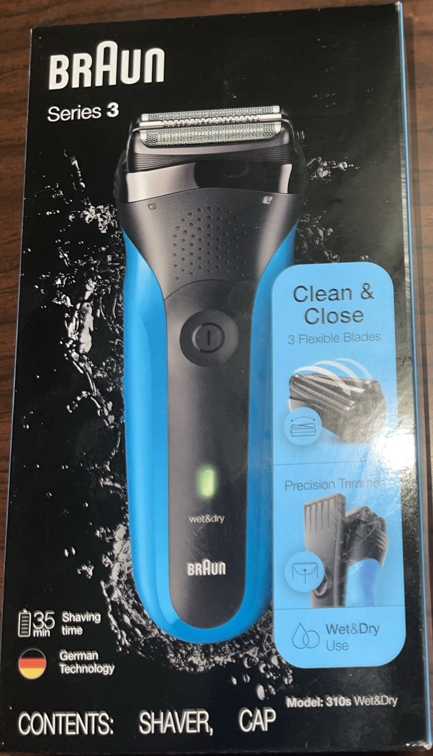 BRAUN Series 3 Wet & Dry Clean & Close 3-Blade Shaver + Precision Trimmer 310s