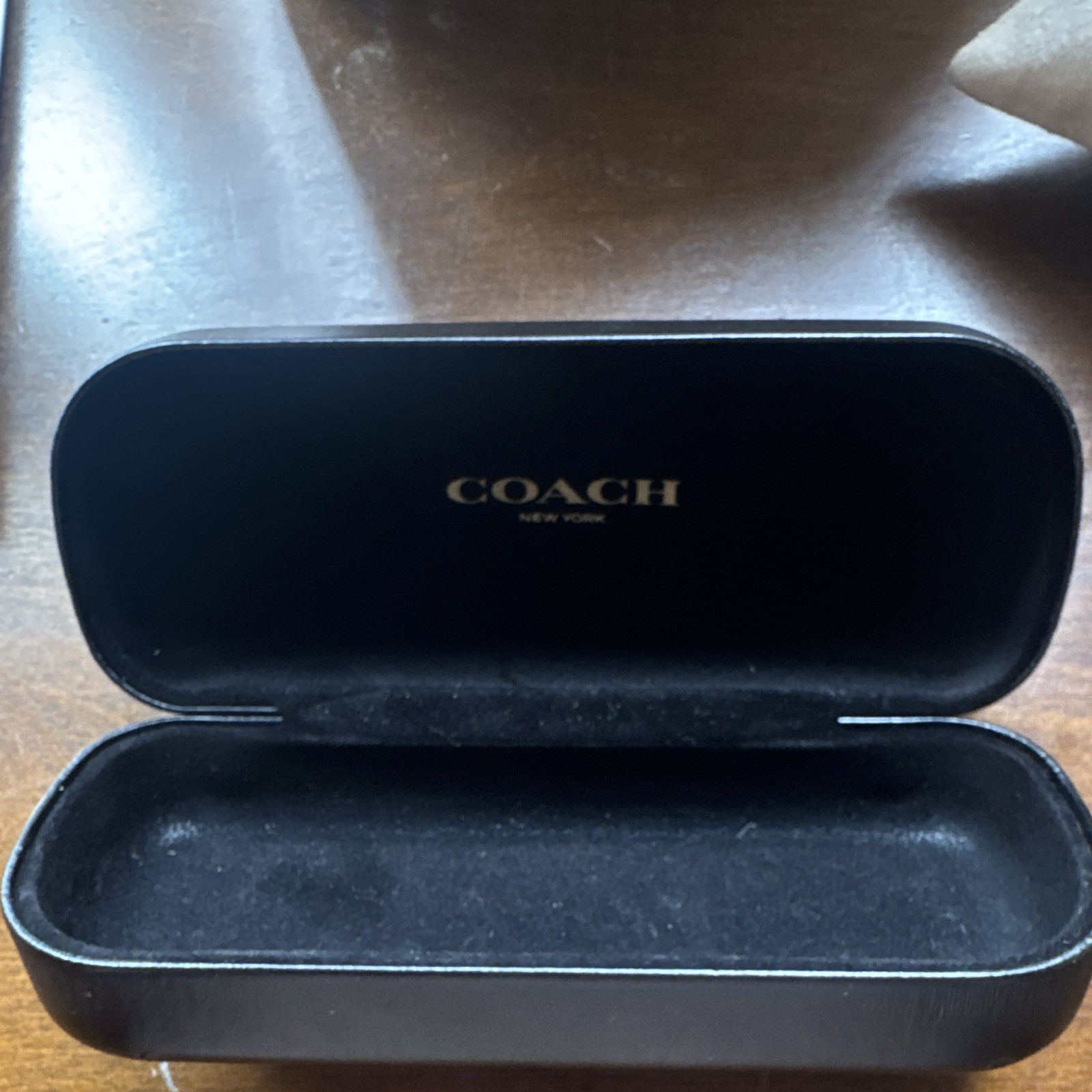 Coach New York Black Hard Plastic Glasses Case Felt Lined Unisex
