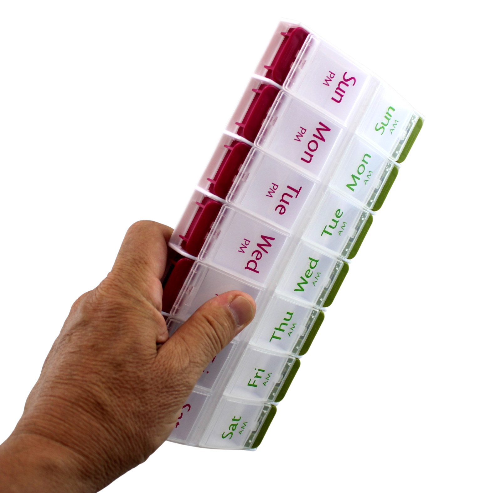 Jumbo Extra Large 8″ x 4.25″ Pill Organizer 7 Day 2 Times a Day Weekly Pill Box