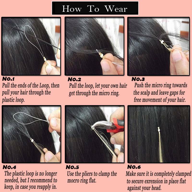 Micro Loop Remy Human Hair Extensions Microlink Bead Tip Balayage Full Head 150G