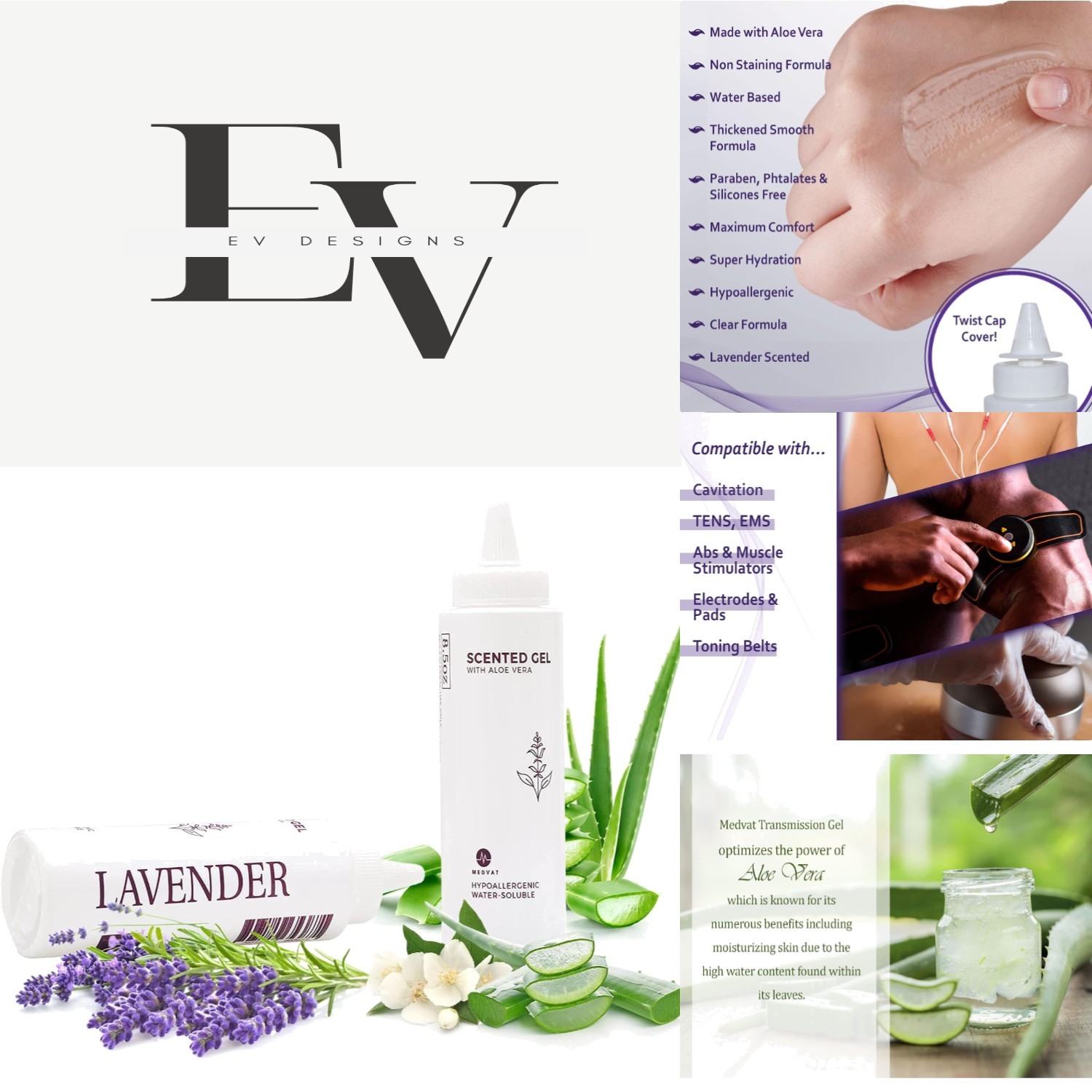 Lavender Aloe Vera Conductive Gel 2-Pack – Ultimate Muscle Stimulation Solution