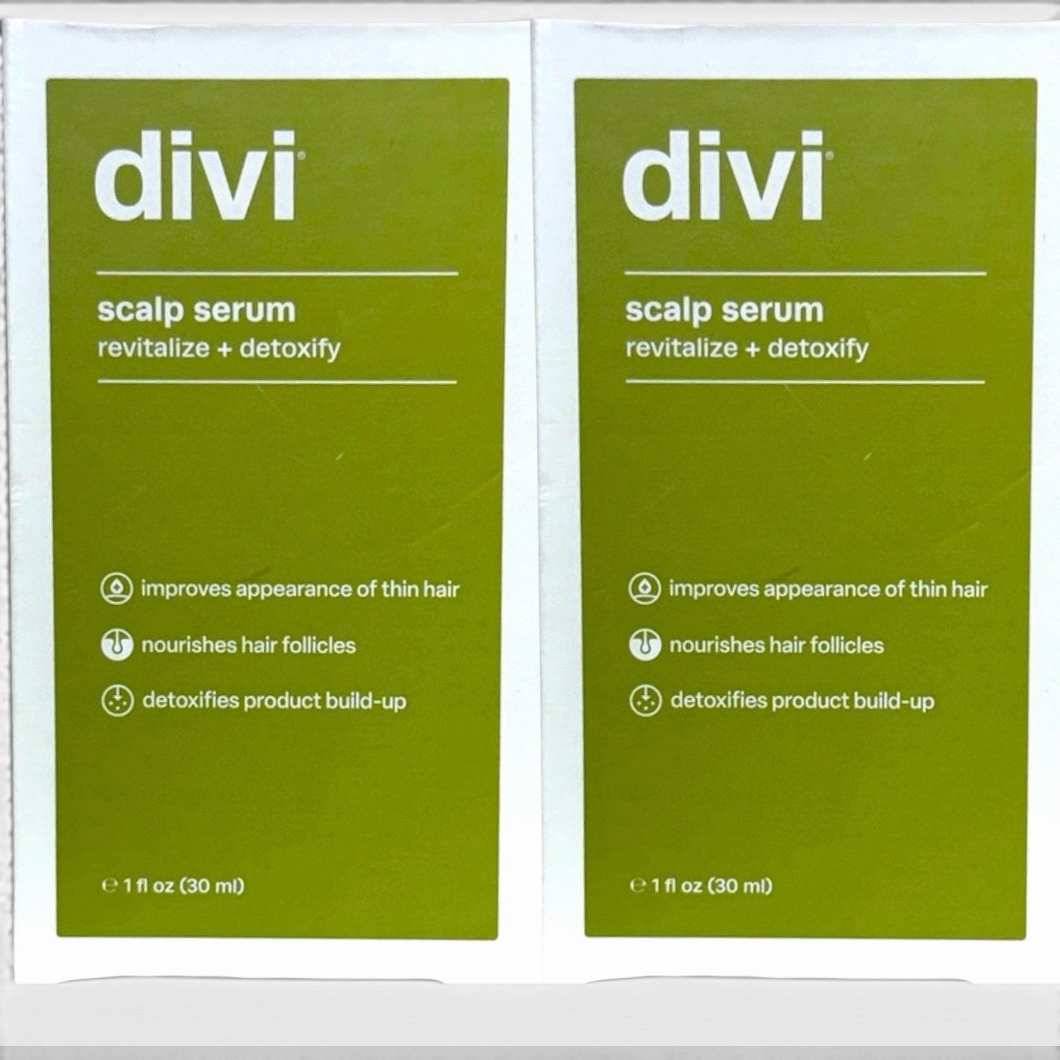 2X- Divi Scalp Serum Revitalize + Detoxify 1oz 30 mL Full Size For Thin Hair NEW