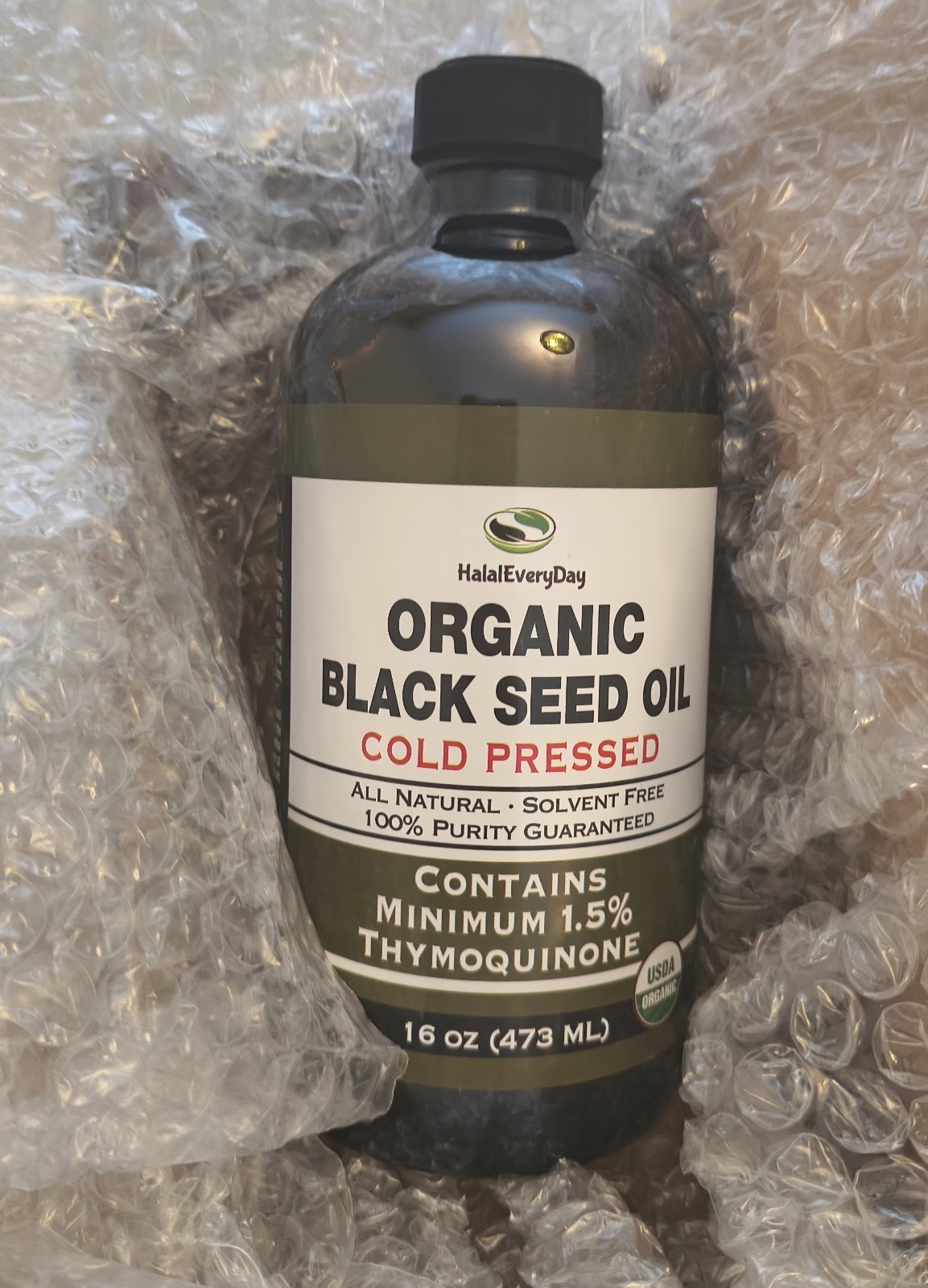 Black Seed Oil 16 oz GLASS Unfiltered Cold Pressed Cumin Nigella Sativa Non GMO