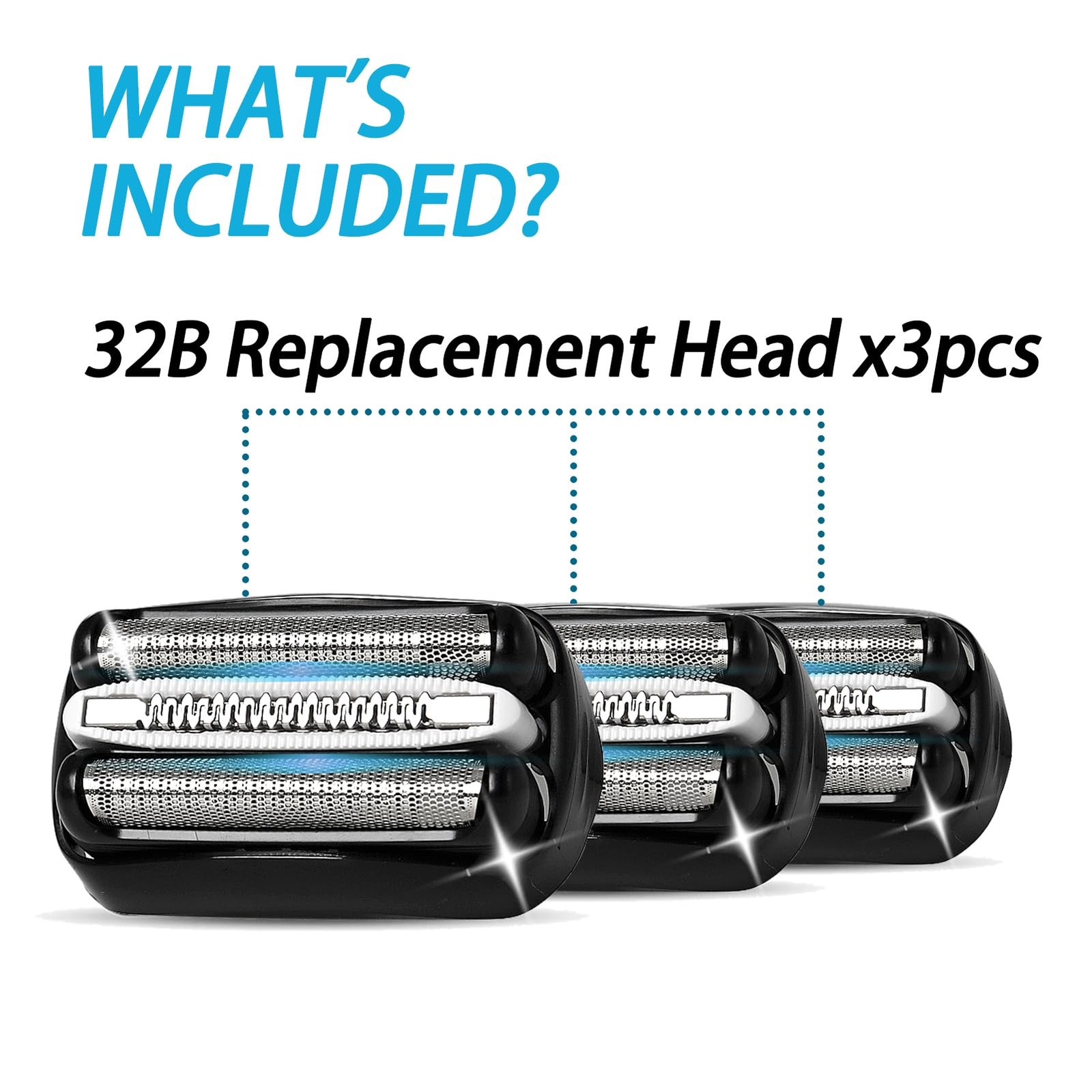 3-Pack Electric Replacement Heads for Braun Series 3 Shavers S3 3040s 3080s