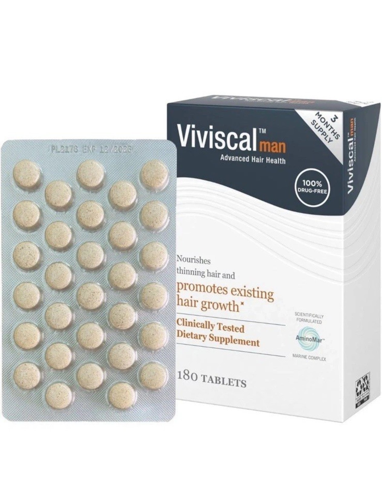viscal Vi Men’s Hair Supplements Growth 180 Tablets – 3 Month Supply