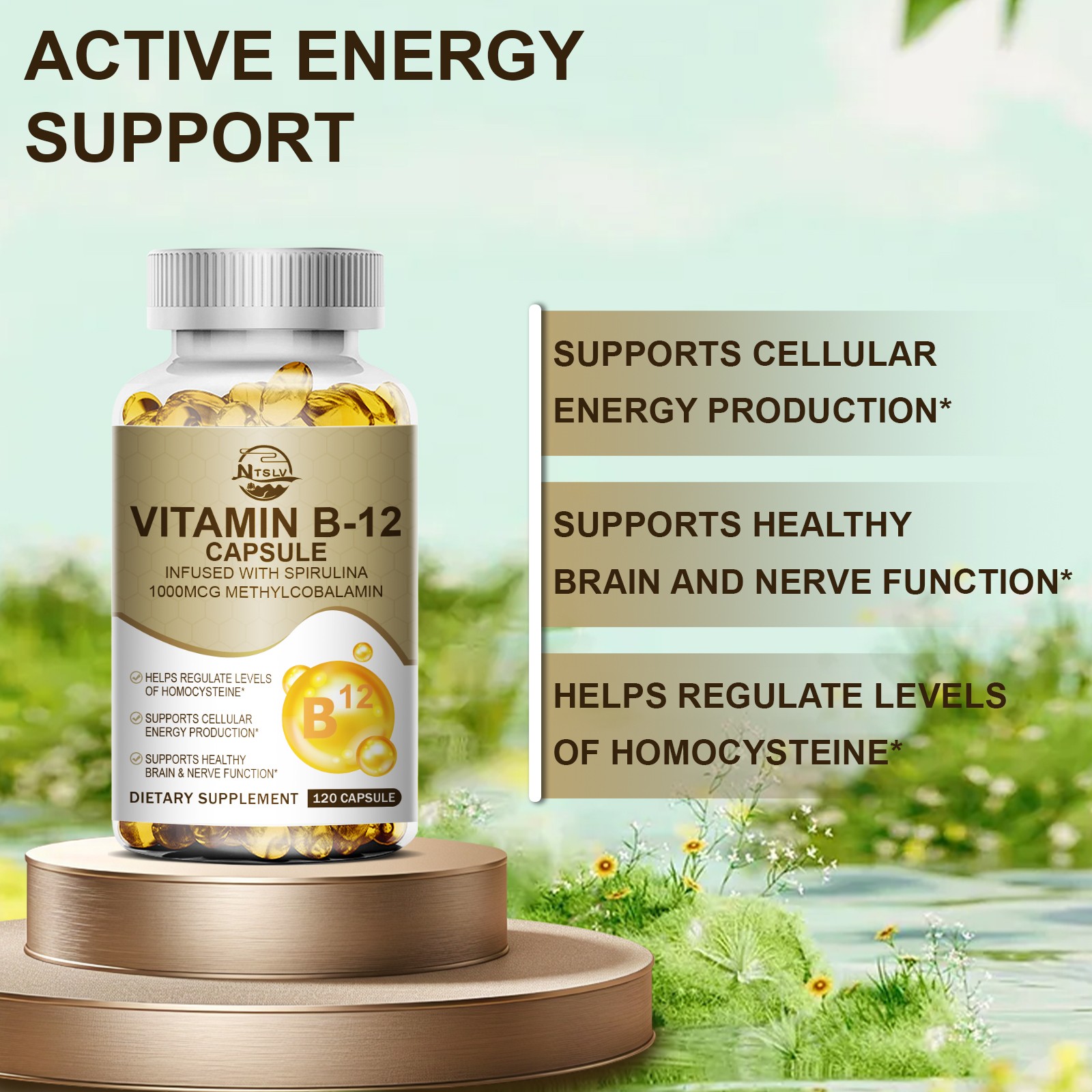 360 Vitamin B-12 Complex Capsules Energy Support Health Brain Nervous System Cap