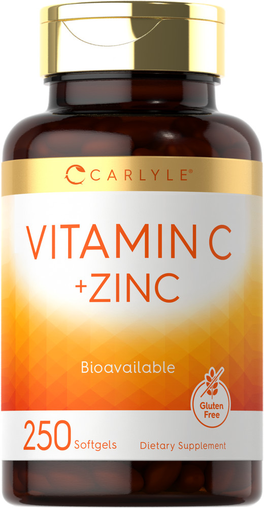 Vitamin C with Zinc | 280mg | 250 Softgels | Non-GMO, Gluten Free | by Carlyle