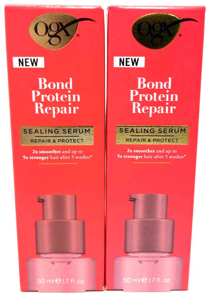 (2) OGX Bond Protein Repair New In Packaging 1.7 fl oz Each Sealing Serum Repair