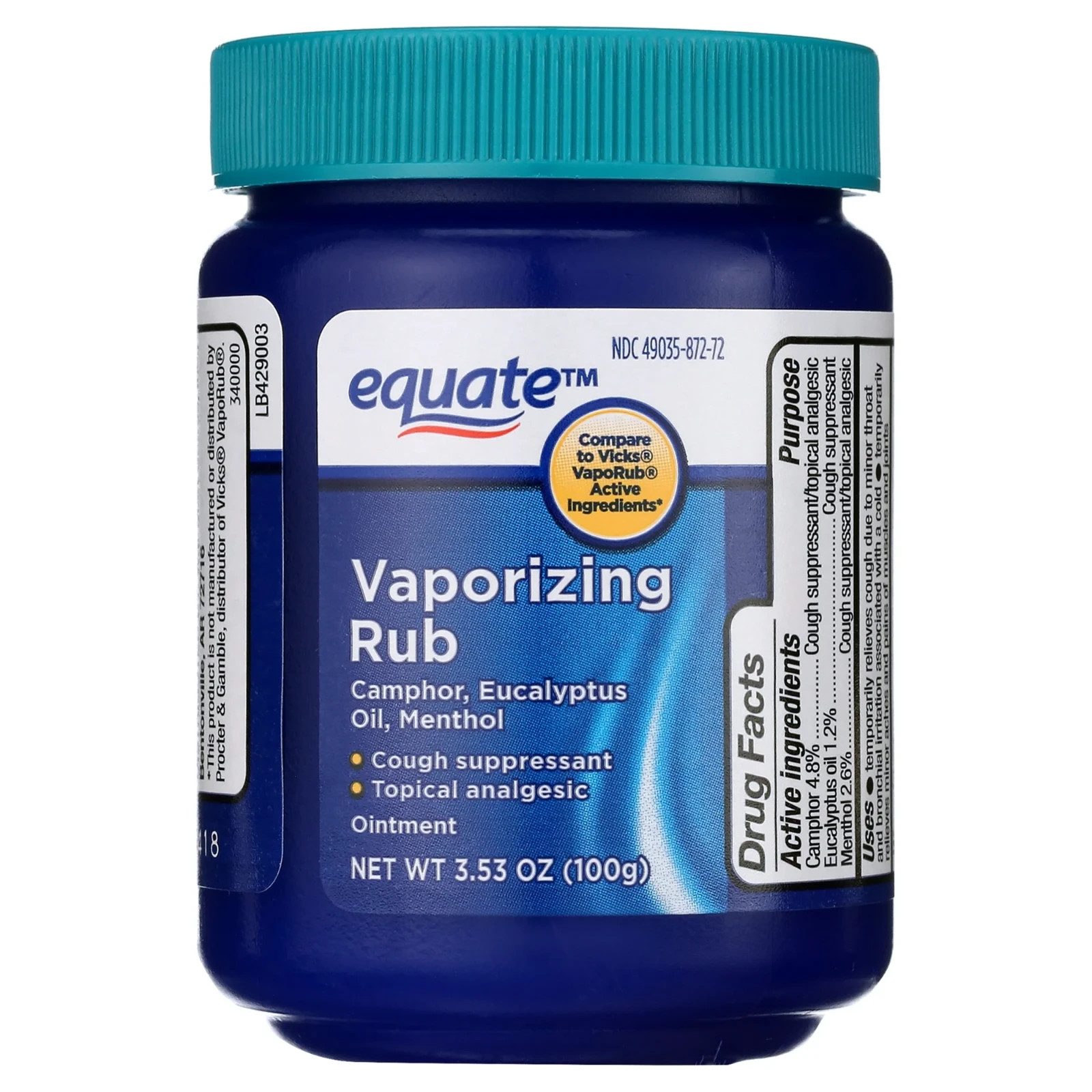 3 Pack Equate Vaporizing Rub Ointment 3.53oz Compare to Vicks Vaporub Active
