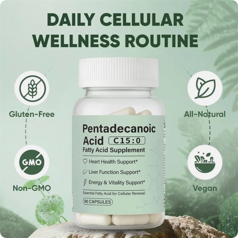Pentadecanoic Acid Caps, C15:0 Fatty Acid Supplement – Natural Plant-Based 1-5X