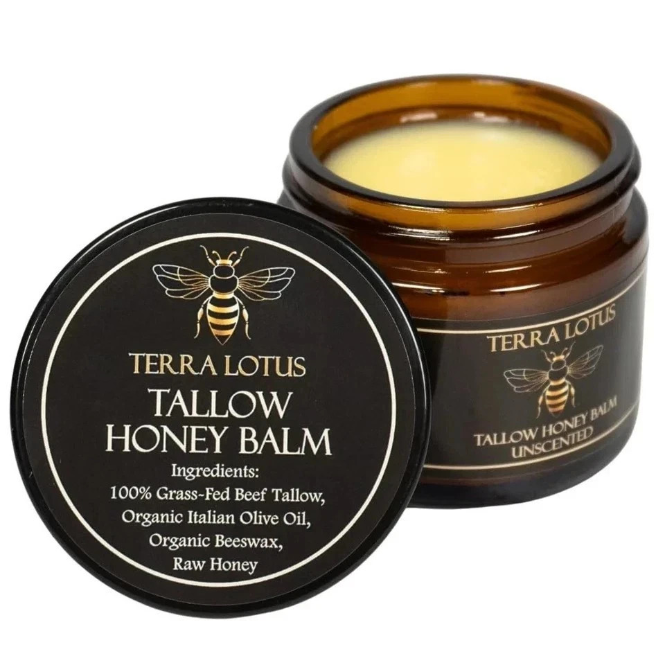 NEW! Terra Lotus ORGANIC Beef Tallow Balm Raw Honey Citrus Moisturizing Cream