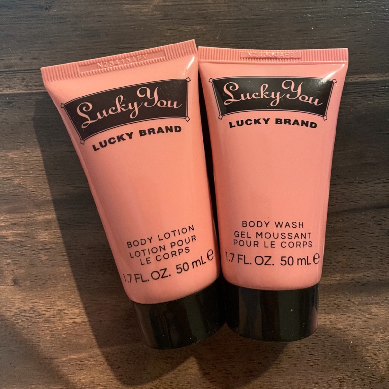 Lucky You Lucky Brand Women 2pc Set Body Wash Gel Lotion Travel Size 1.7oz NEW